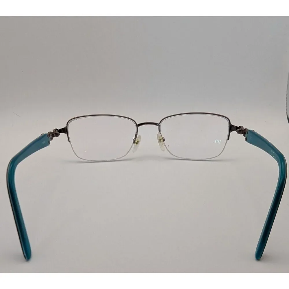 Women’s Eyeglasses Frames Rose Gold Teal Semi-Rimless Rhinestone Accent Medium